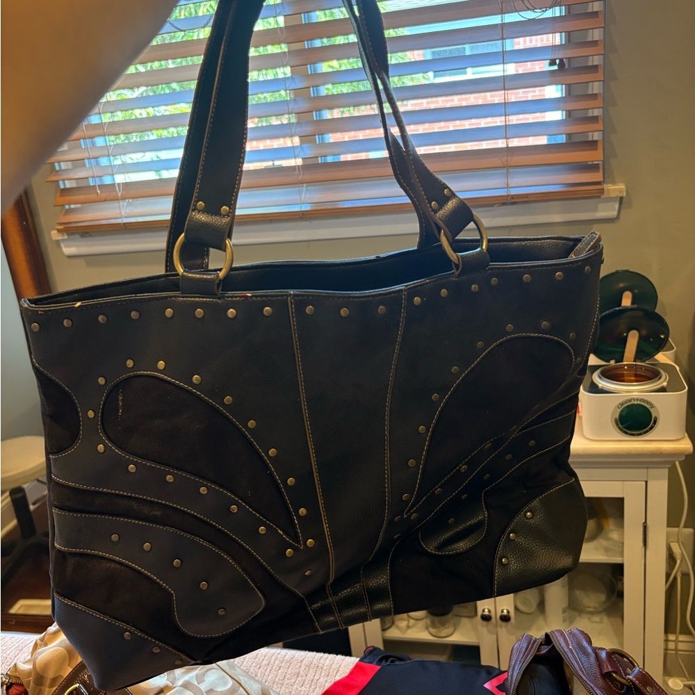 Elegant Black Studded Tote Bag